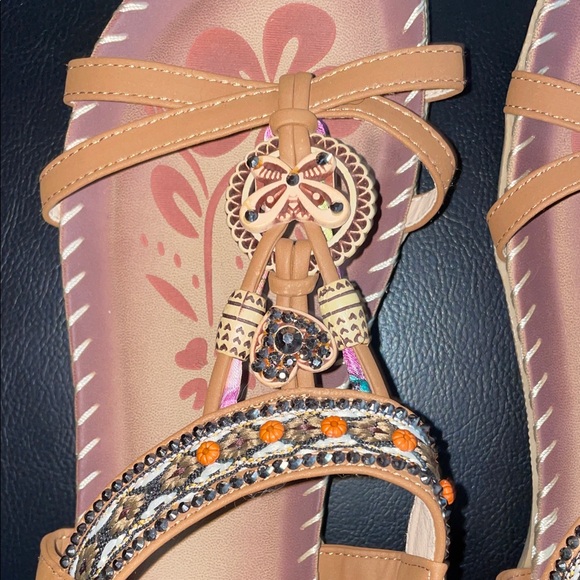 Women's Tan Beaded Sandals - Picture 2 of 2